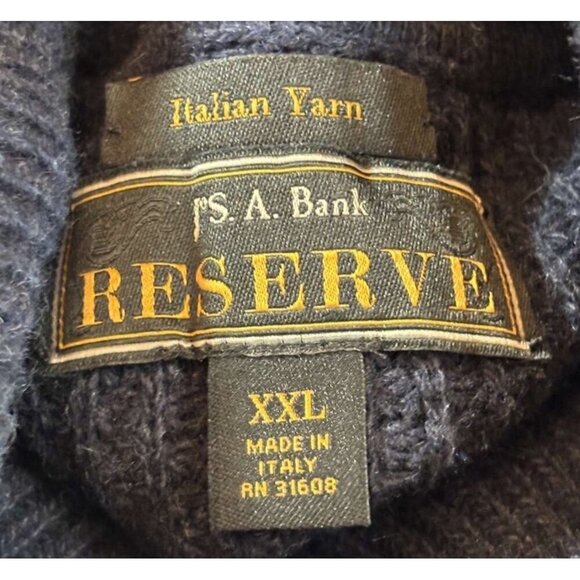 Jos A Bank Reserve Italian Yarn Blue Turtleneck Sweater XXL Cashmere Wool Blend - Picture 3 of 5